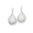 Silver-Cultured-Freshwater-Pearl-CZ-Pear-Twist-Drop-Earrings Sale