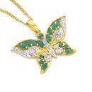 9ct-Gold-Emerald-Diamond-Butterfly-Pendant Sale