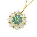 9ct-Gold-Emerald-Diamond-Flower-Enhancer-Pendant Sale