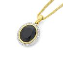 9ct-Gold-Onyx-Diamond-Oval-Bezel-Set-Frame-Pendant Sale