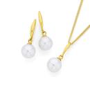 9ct-Gold-Cultured-Freshwater-Pearl-Pendant-Earrings-Set Sale