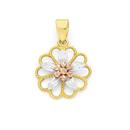 9ct-Gold-Tri-Tone-Flower-Pendant Sale