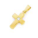 9ct-Gold-12mm-CZ-Rounded-Cross-Pendant Sale