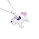 Silver-Pink-Violet-White-Enamel-Unicorn-Pendant Sale