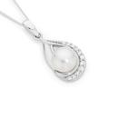 Silver-CZ-Teardrop-Cultured-Freshwater-Pearl-Pendant Sale