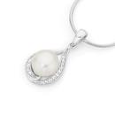 Silver-Cultured-Freshwater-Pearl-CZ-Pear-Twist-Drop-Pendant Sale