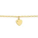 9ct-Gold-16cm-Solid-Oval-Belcher-Diamond-Heart-Charm-Bracelet Sale