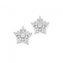 Silver-Cubic-Zirconia-Snowflake-Stud-Earrings Sale