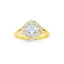 9ct-Gold-Aquamarine-Diamond-Cushion-Shape-Crossover-Framed-Ring Sale