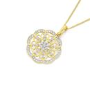 9ct-Gold-Diamond-Large-Flower-Pendant Sale