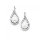 Silver-Cultured-Freshwater-Pearl-Cubic-Zirconia-Open-Teardrop-Earrings Sale
