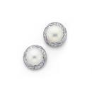 Silver-Pearl-CZ-Twist-Stud-Earrings Sale