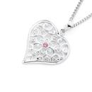 Silver-Pink-Cubic-Zirconia-Snowflake-Heart-Pendant Sale