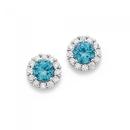 Silver-Round-Blue-Cubic-Zirconia-Cluster-Earrings Sale