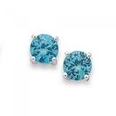 Silver-Aqua-Cubic-Zirconia-Round-4-Claw-Studs Sale