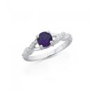 Silver-Round-Violet-Cubic-Zirconia-Kiss-Ring-Size-O Sale
