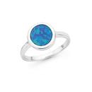 Silver-Round-Synthetic-Opal-Ring Sale