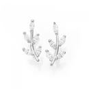 Silver-Cubic-Zirconia-Leaf-Ear-Curve-Earrings Sale