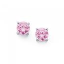 Silver-4-Claw-Pink-Round-Cubic-Zirconia-Stud-Earrings Sale
