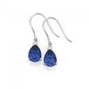 9ct-White-Gold-Created-Ceylon-Sapphire-Diamond-Pear-Shape-Hook-Earrings Sale