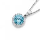 Silver-Round-Blue-Cubic-Zirconia-Cluster-Pendant Sale