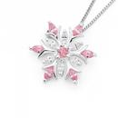 Silver-Pink-Cubic-Zirconia-Snowflake-Pendant Sale