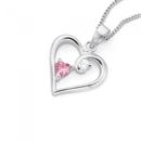 Silver-Pink-Cubic-Zirconia-Heart-Pendant Sale