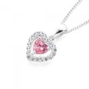 Silver-Pink-Cubic-Zirconia-Heart-Pendant Sale