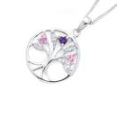 Silver-Pink-Purple-Cubic-Zirconia-Tree-Of-Life-Pendant Sale