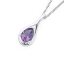 Silver-Amethyst-Pear-Teardrop-Pendant Sale