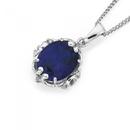 9ct-White-Gold-Created-Ceylon-Sapphire-Diamond-Pendant Sale