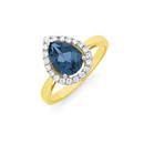 9ct-Gold-London-Blue-Topaz-Diamond-Pear-Halo-Ring Sale