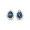 9ct-Gold-London-Blue-Topaz-Diamond-Pear-Halo-Stud-Earrings Sale