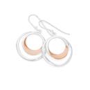 Silver-Rose-Gold-Plate-Double-Circle-Earrings Sale