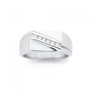 Steel-Rectangle-Cubic-Zirconia-Diagonal-Line-Ring Sale