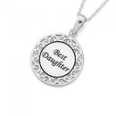 Silver-Best-Daughter-Filigree-Border-Disc-Pendant Sale