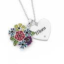 Silver-Crystal-Wildflower-Mum-Heart-Disc-Pendant Sale