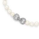 Silver-65X7mm-Cultured-Freshwater-Pearl-CZ-Heart-Clip-Necklace Sale