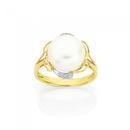 9ct-Gold-Cultured-Freshwater-Pearl-Diamond-Flower-Ring Sale