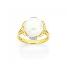 9ct-Gold-Pearl-Diamond-Flower-Ring Sale