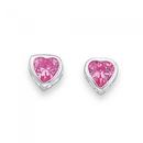 Sterling-Silver-Pink-Cubic-Zirconia-Heart-Studs Sale