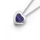 Silver-Violet-Cubic-Zirconia-Bezel-Heart-Pendant Sale