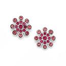 Silver-Pink-Crystal-Flower-Stud-Earrings Sale