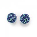 Silver-8mm-Multi-Blue-Crystal-Ball-Stud-Earrings Sale