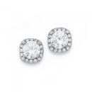 Silver-Cushion-Cubic-Zirconia-Cluster-Stud-Earrings Sale