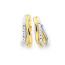 9ct-Two-Tone-Diamond-Cut-Double-Wave-Oval-Hoop-Earrings Sale