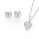 Silver-CZ-Pave-Heart-Pendant-Earring-Set Sale