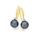 9ct-Gold-Cultured-Tahitian-Pearl-Diamond-Shepherd-Hook-Earrings Sale