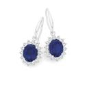 Silver-Oval-Blue-Spinel-CZ-Cluster-Hook-Earrings Sale