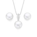 Silver-Pave-CZ-Cultured-Freshwater-Pearl-Pendant-and-Earrings-Set Sale